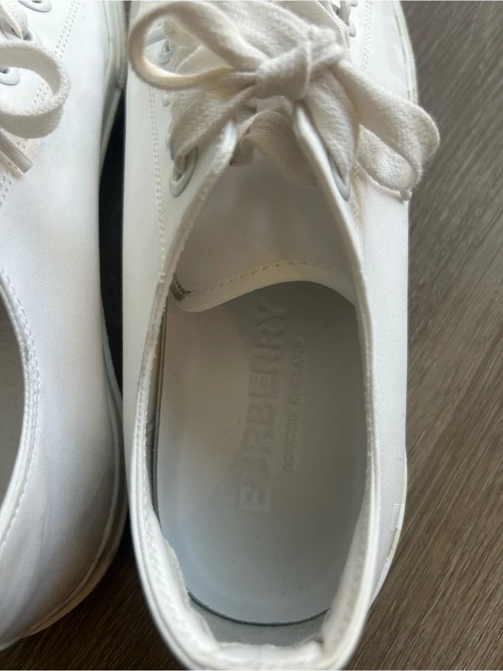 Burberry White Low-Top Canvas Sneakers